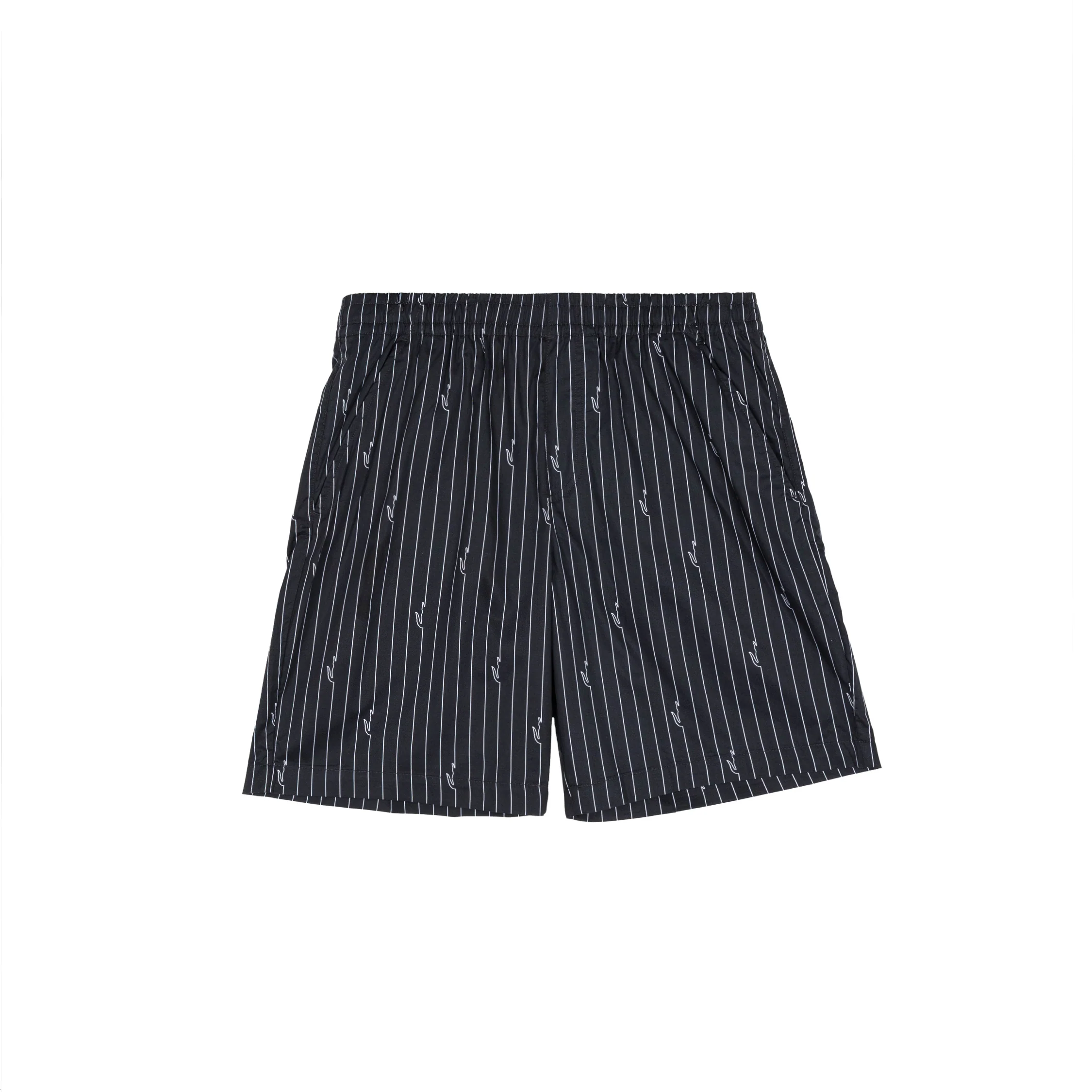 Lacoste Crocodile Print Stripe Cotton Shorts