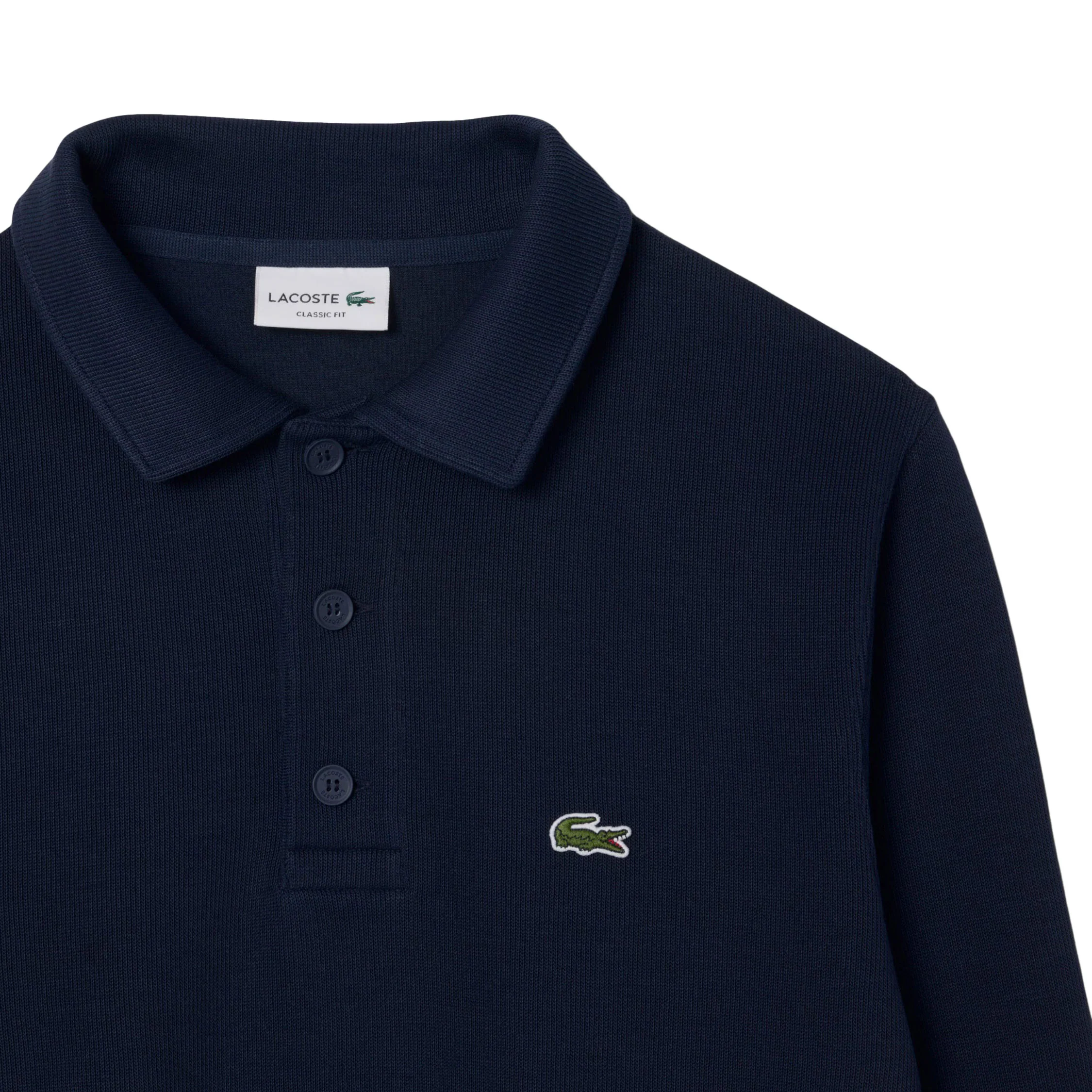 Lacoste Ribbed Cotton Polo Collar Sweatshirt - Image 2
