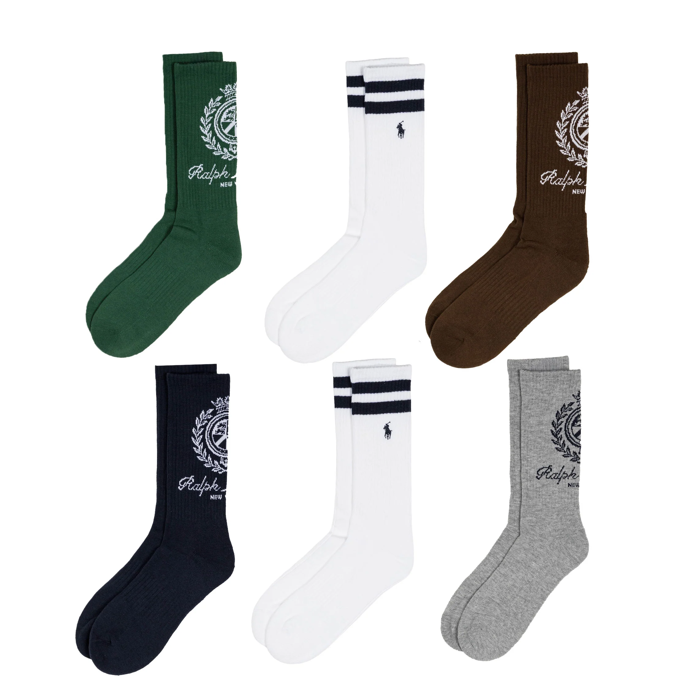 Polo Ralph Lauren Crest Crew Socks 6 Pack